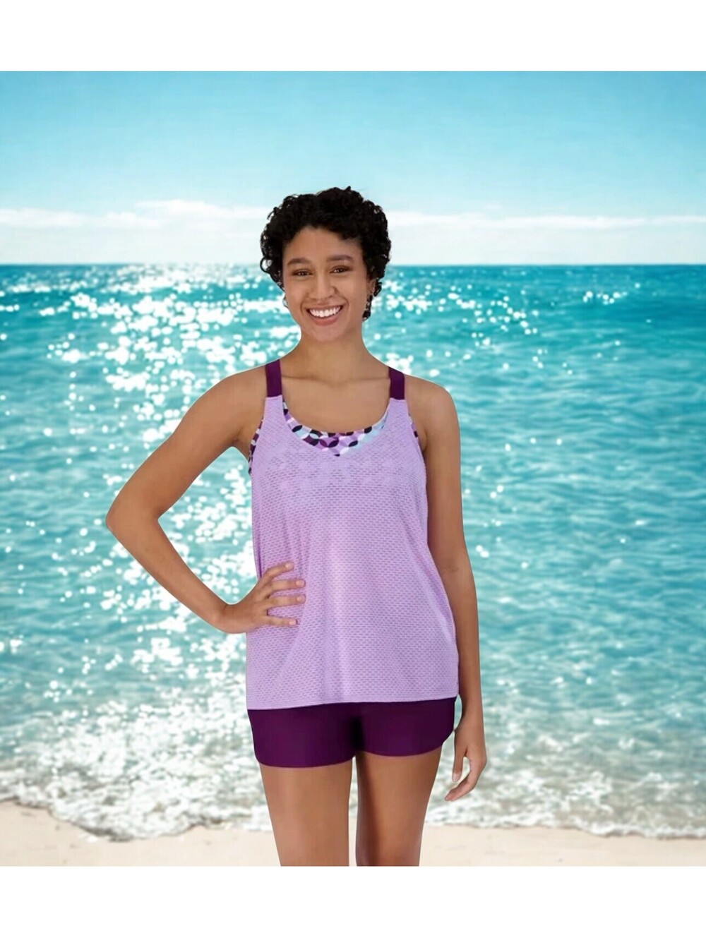 ZeroXposur Women’s 2-Piece Wide Strap Tankini Set Size M